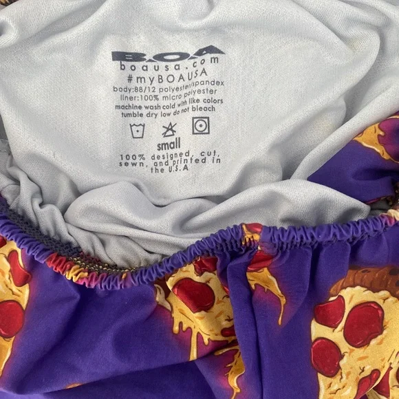 Purple and Yellow Athletic Shorts with Playful Print - Picture 2 of 3